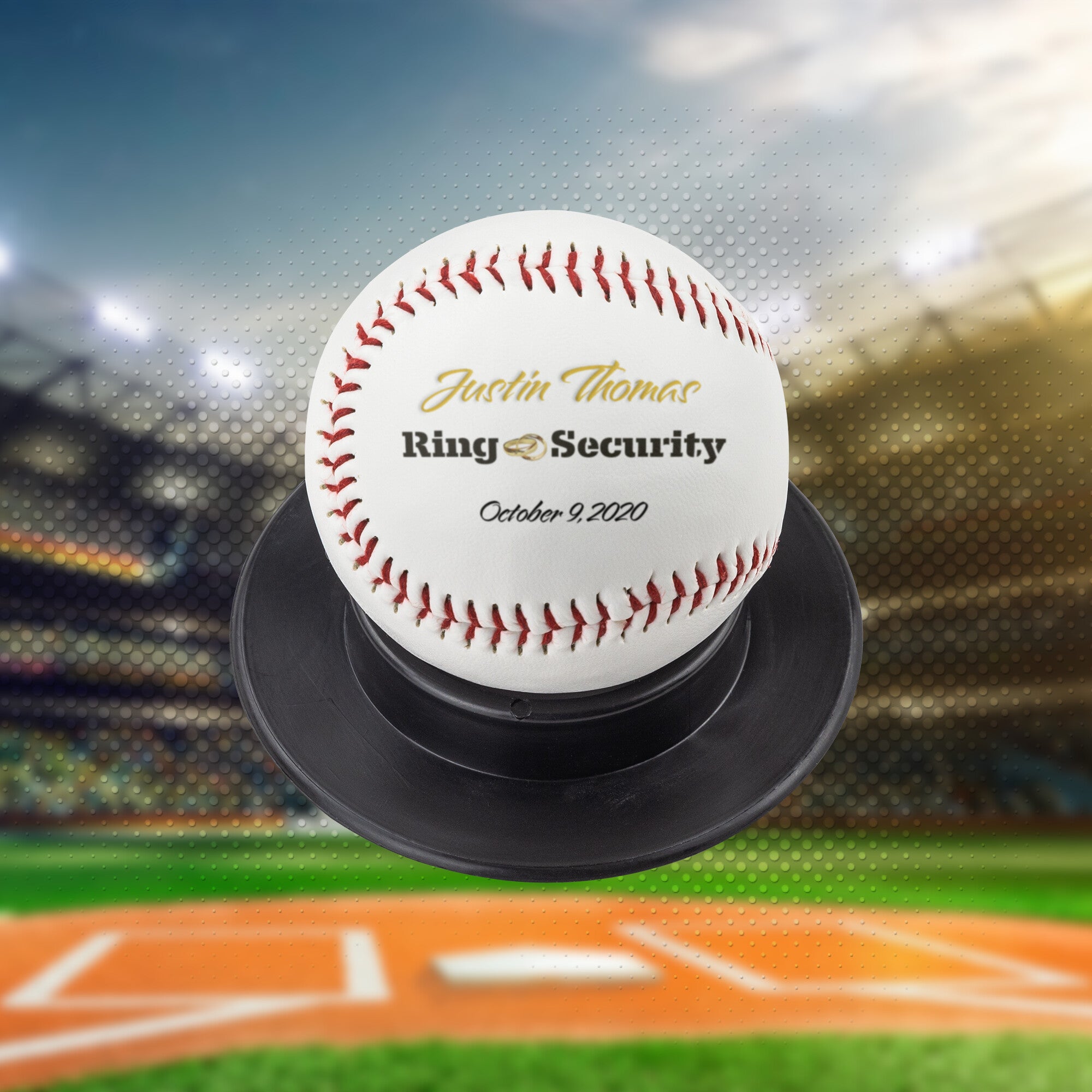 Custom Ring Security Full-Size Baseball-Wedding Party Ring Bearer-Gold Rings