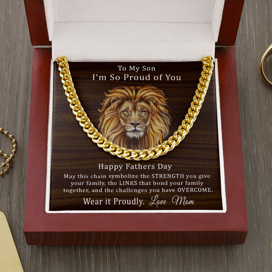Fathers Day Gift From Mom- Proud of You Son - Wood Look